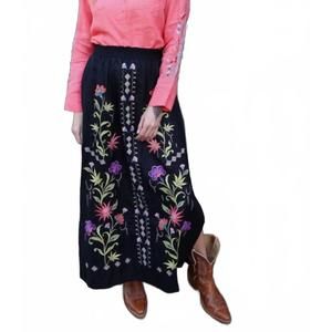 NEW JOHNNY WAS high slit linen skirt calista in black